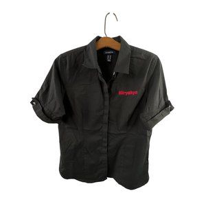 Kuryakyn Lands' End Short Sleeve Button Down Shirt Womens 10US Collared Black